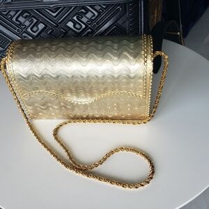 Saks Fifth Avenue Vintage Opulent Gilt Metal Evening Bag 1970s